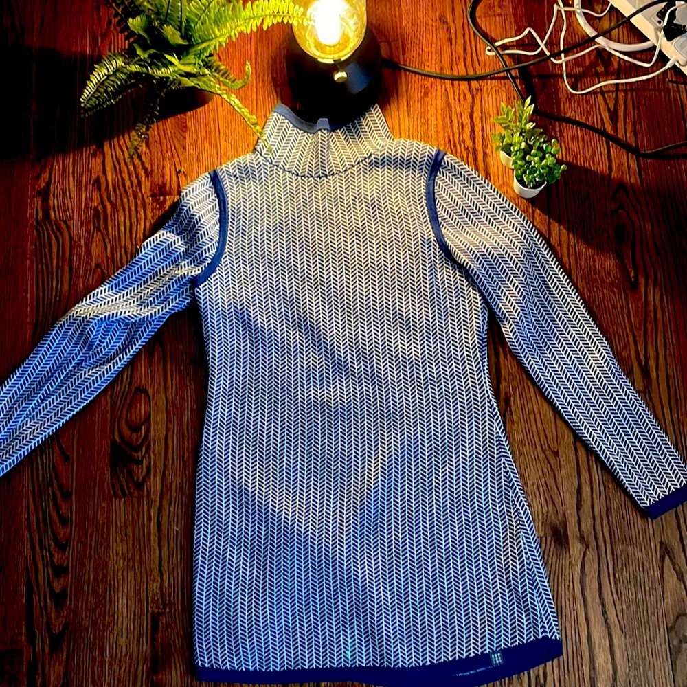 Title Nine Blue and White Tunic Sweater